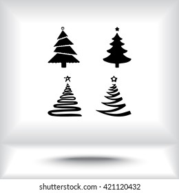 Christmas tree sign icons, vector illustration. Flat design style