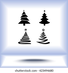 Christmas tree sign icons, vector illustration. Flat design style