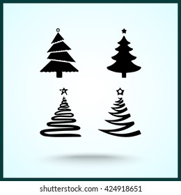 Christmas tree sign icons, vector illustration. Flat design style