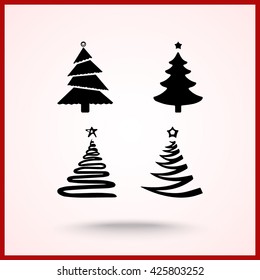 Christmas tree sign icons, vector illustration. Flat design style
