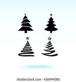 Christmas tree sign icons, vector illustration. Flat design style