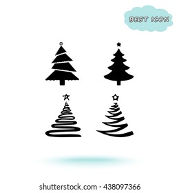 Christmas tree sign icons, vector illustration. Flat design style