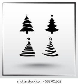 Christmas tree sign icons, vector illustration. Flat design style