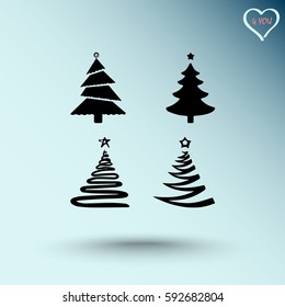 Christmas tree sign icons, vector illustration. Flat design style