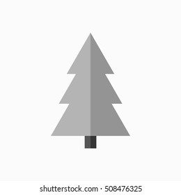 Christmas tree sign. Simple cartoon icon. Black template silhouette, isolated on white background. Flat design. Symbol of holiday, winter, Christmas, New Year celebration. Vector illustration
