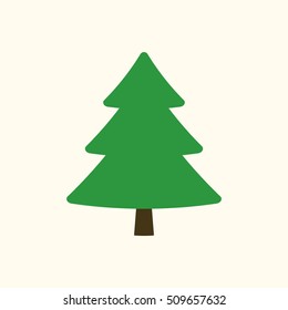 Christmas tree sign. Simple cartoon icon. Green template silhouette, isolated on white background. Flat design. Symbol of holiday, winter, Christmas, New Year celebration. Vector illustration