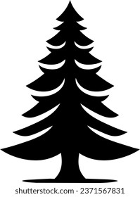 Christmas Tree Silhouette, Christmas Tree, Tree Background, Isolated Tree Vector Icon Illustration