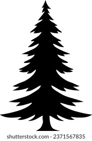 Christmas Tree Silhouette, Christmas Tree, Tree Background, Isolated Tree Vector Icon Illustration