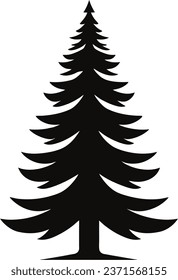 Christmas Tree Silhouette, Christmas Tree, Tree Background, Isolated Tree Vector Icon Illustration