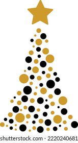 Christmas tree silhouette black gold vector