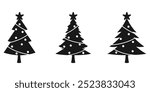Christmas tree silhouette black illustration.
