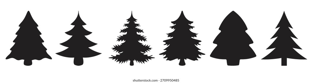 christmas tree silhouette collection vector illustration