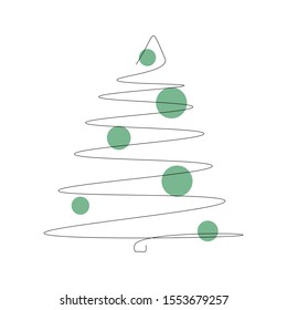 Christmas tree silhouette continuous line drawing, vector illustration