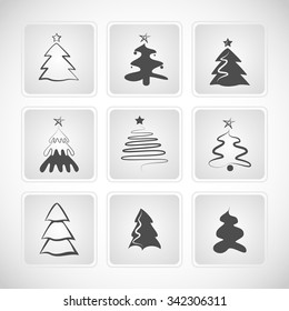 Christmas tree silhouette  design set