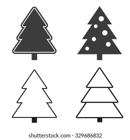 Christmas tree silhouette design vector set