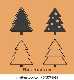 Christmas tree silhouette design vector set. Concept tree icon collection