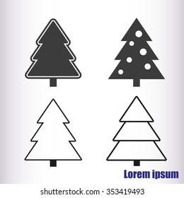 Christmas tree silhouette design vector set. Concept tree icon collection