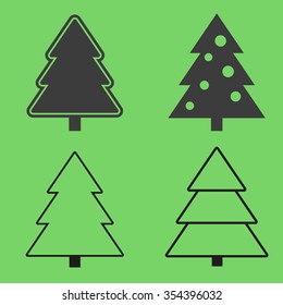 Christmas tree silhouette design vector set. Concept tree icon collection