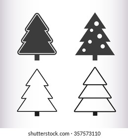 Christmas tree silhouette design vector set. Concept tree icon collection