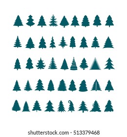 Christmas tree silhouette design vector set. Concept tree icon collection. Isolated on white background