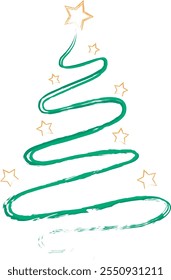 Christmas tree silhouette 
Hand drawn brush strokes. Holiday clip art.