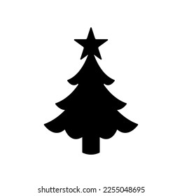 Christmas Tree Silhouette icon illustration template for many purpose. Isolated on white background	