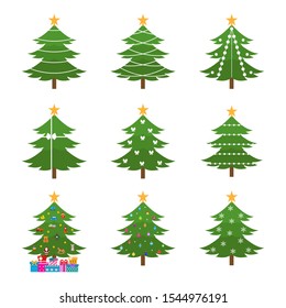 Set Christmas Trees Different Styles Stock Vector (Royalty Free) 167554154