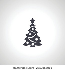 Christmas tree silhouette isolated icon on white background
