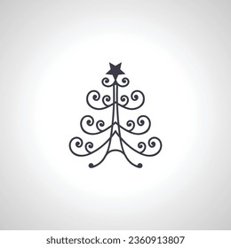 Christmas tree silhouette isolated icon on white background