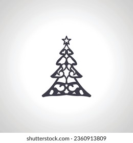 Christmas tree silhouette isolated icon on white background