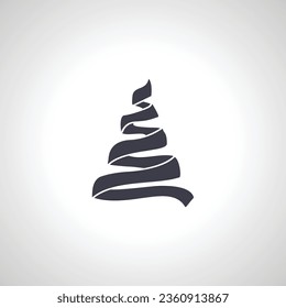 Christmas tree silhouette isolated icon on white background