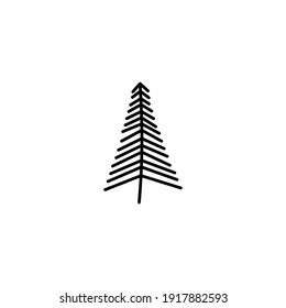 Christmas tree silhouette isolated on white background. Winter tree vector illustration. Silhouette vector illustration. Unique Christmas tree.