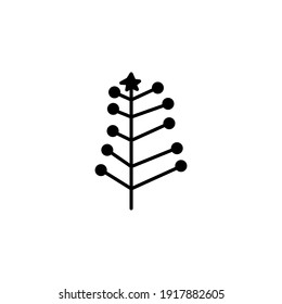 Christmas tree silhouette isolated on white background. Winter tree vector illustration. Silhouette vector illustration. Unique Christmas tree.