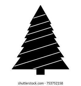 christmas tree silhouette isolated on white background