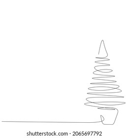 Christmas tree silhouette line drawing vector illustration