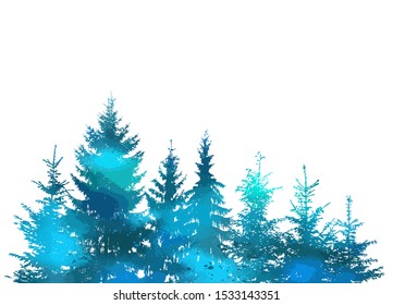 The Christmas tree silhouette is natural. Vector illustration