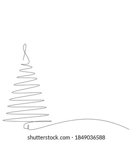 Silueta de árbol de Navidad sobre fondo blanco. Ilustración del vector