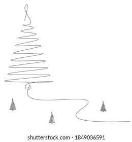 Christmas tree silhouette on white background. Vector illustration