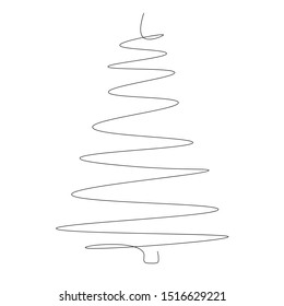 Christmas Tree Silhouette One Line Drawing, Vector Illustration