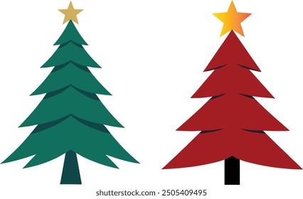 A Christmas tree silhouette with a prominent star at the top