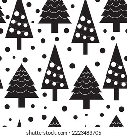 Christmas tree silhouette seamless pattern background. design for wrapping, poster, template, wallpaper