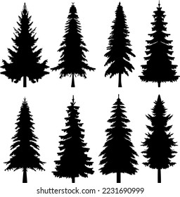 christmas tree silhouette set design vector isolated