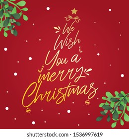 Christmas tree silhouette text in gold color