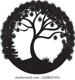 Christmas Tree Silhouette Vector Art Icons.