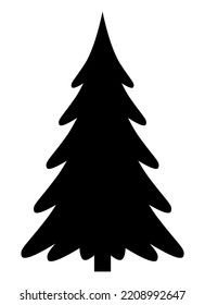 Silueta de árbol de Navidad. Ilustración vectorial. Objeto negro aislado sobre fondo blanco.