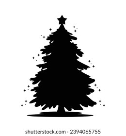 Christmas tree silhouette. Christmas tree vector illustration.