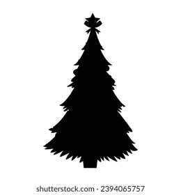 Christmas tree silhouette. Christmas tree vector illustration.