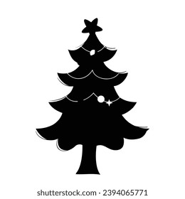 Christmas tree silhouette. Christmas tree vector illustration.