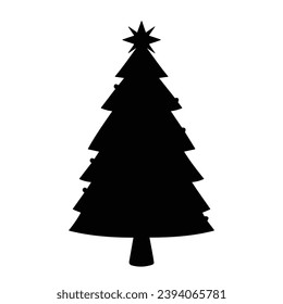 Christmas tree silhouette. Christmas tree vector illustration.