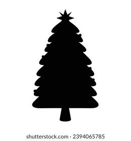 Christmas tree silhouette. Christmas tree vector illustration.